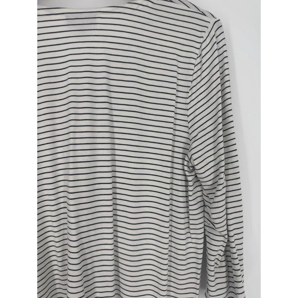 J Jill Womens Henley Top Medium Nautical Maritime Minimalist Basic Coastal Chic